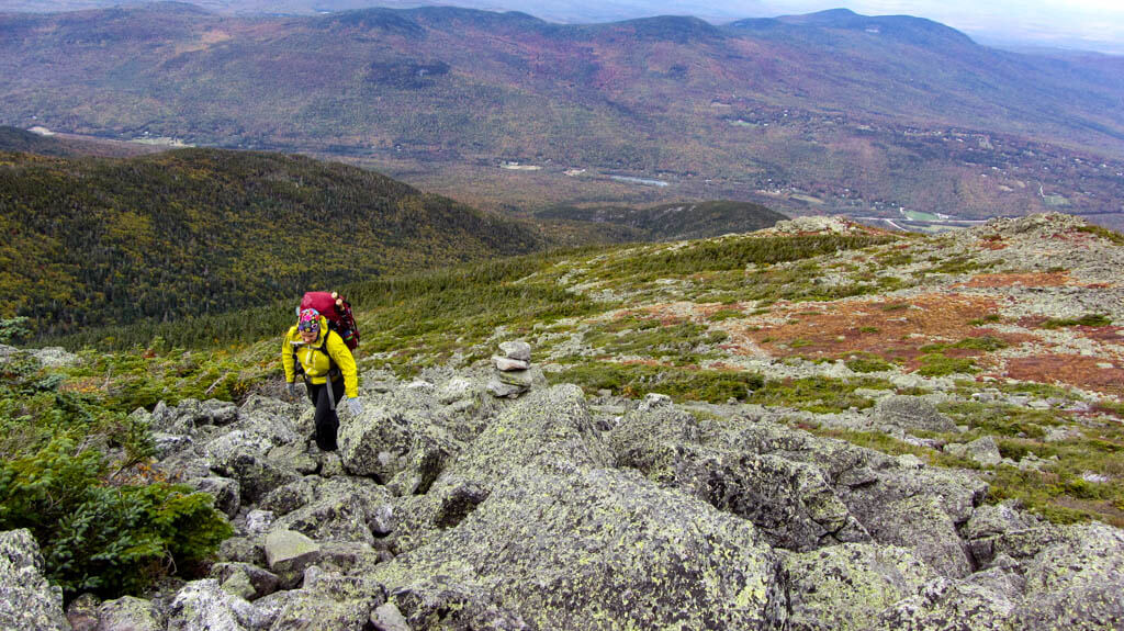 Marie-Andrée Côté, auteure du blogue The Flying Hiker, lors de sa première journée de la traversée des présidentielles dans les White Mountains